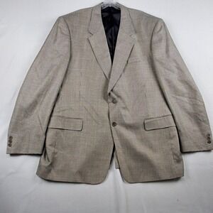Magellan's Blazer Mens 48L Beige Houndstooth Silk Career Business Party Classic